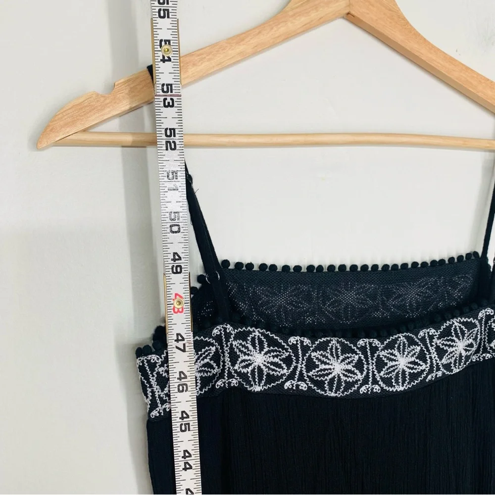 Lulu's Rockaway Beach Maxi Sundress in Black Size Small Embroidered Gauzy